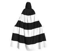 Yyoretp Unisex robes capes Adult stripes black white Print Hooded Cloak for Halloween Death vampire Cosplay Costumes