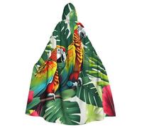 Yyoretp Unisex robes capes Adult Tropical Flower Leaf Parrot Print Hooded Cloak for Halloween Death vampire Cosplay Costumes