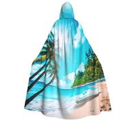Yyoretp Unisex Tropical Ocean Beach Theme Print adult hooded cloak robes capes for Halloween cosplay death vampire costumes