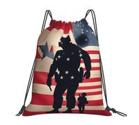 Yyoretp US Military Soldiers Patriotic Memorial Day Print Drawstring Backpack Sports Gym Beach Sack Dance Yoga Cinch Bag for Women Men