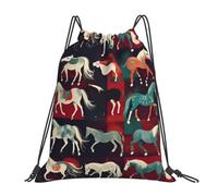 Yyoretp Various Kinds of Horses Print Drawstring Backpack Sports Gym Beach Sack Dance Yoga Cinch Bag for Women Men