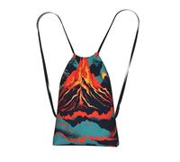 Yyoretp Volcano Print Drawstring Backpack,String Backpack Storage bag for Sport Beach Swim Gym Traveling.