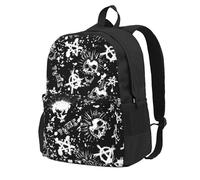 Yyoretp White Punk Skull Print Casual Backpack for Women and Men,Large Capacity Travel Work Computer Backpacks