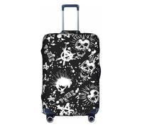 Yyoretp White Punk Skull Print Elastic Luggage Cover, Suitcase Protection Cover with Zipper Fits 18-32 Inch.