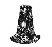 Yyoretp White Punk Skull Print Hooded Cloak Long Cape for Kids with Carnival Halloween Cosplay Fancy Costume