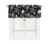 Yyoretp White Punk Skull Print Valance Curtains for Windows Kitchen Living Room with Light Filtering,137 x 46 cm