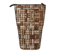 Yyoretp Wine Cork Print Telescopic Pen Bag Pen Holder Pop Up Storage Case,Standing Portable Pen Case