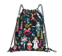 Yyoretp Women_s Nutcracker Ballet Xmas Dance Print Drawstring Backpack Sports Gym Beach Sack Dance Yoga Cinch Bag for Women Men
