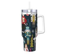Yyoretp Women_s Nutcracker Ballet Xmas Dance Print Ice Bully Cup with Handle Straw Lid Straw,Stainless Steel Tumbler Coffee Cup,40 OZ