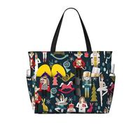 Yyoretp Women_s Nutcracker Ballet Xmas Dance Print Large Beach Bag Women Waterproofes Foldable Zipper Totes Bag for Vacation Travel.