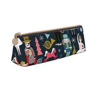 Yyoretp Women_s Nutcracker Ballet Xmas Dance Print Leather Pencil Pouch Cosmetic Makeup Case Pen Office Stationery Markers Bag