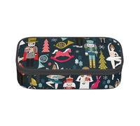 Yyoretp Women_s Nutcracker Ballet Xmas Dance Print Pencil Case Large Capacity Storage Pouch Holder Office Organizer Cosmetic Makeup Box