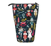 Yyoretp Women_s Nutcracker Ballet Xmas Dance Print Telescopic Pen Bag Pen Holder Pop Up Storage Case,Standing Portable Pen Case