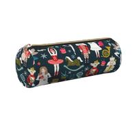 Yyoretp Women's Nutcracker Ballet Xmas Dance Print Leather Pencil Pouch Cosmetic Makeup Case Pen Office Stationery Markers Bag.