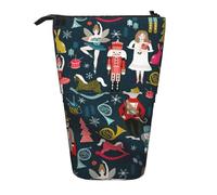 Yyoretp Women's Nutcracker Ballet Xmas Dance Print Telescopic Pen Bag Pen Holder Pop Up Storage Case,Standing Portable Pen Case