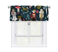 Yyoretp Women's Nutcracker Ballet Xmas Dance Print Valance Curtains for Windows Kitchen Living Room with Light Filtering,137 x 46 cm