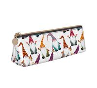 Yyoretp Xmas Funny Gnomes Print Leather Pencil Pouch Cosmetic Makeup Case Pen Office Stationery Markers Bag