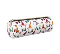 Yyoretp Xmas Funny Gnomes Print Leather Pencil Pouch Cosmetic Makeup Case Pen Office Stationery Markers Bag.