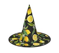 Yyoretp Yellow Lemon Print Halloween Costume Witch Hat Adults carnival Cosplay party Costume Accessories