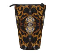 Yyoretp Yellow Snake Print Telescopic Pen Bag Pen Holder Pop Up Storage Case,Standing Portable Pen Case