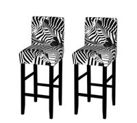 Yyoretp Zebra Print Bar Stool Chair Covers,Stretch Washable Barstool Seat Cover with Backs