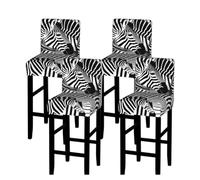 Yyoretp Zebra Print Bar Stool Chair Covers,Stretch Washable Barstool Seat Cover with Backs