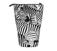 Yyoretp Zebra Print Telescopic Pen Bag Pen Holder Pop Up Storage Case,Standing Portable Pen Case