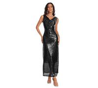 YYPBI Women’s Sequin Dress Sparkly Formal Dresses Evening Cocktail Wedding Gowns Glitter Elegant Sleeveless Bodycon Maxi Dresses Black M
