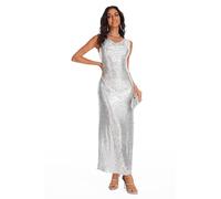 YYPBI Women’s Sequin Dress Sparkly Formal Dresses Evening Cocktail Wedding Gowns Glitter Elegant Sleeveless Bodycon Maxi Dresses Silver L
