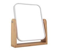 LOTIKO Makeup Mirror with Natural Bamboo Stand, 1X/3X Magnification Double Sided 360 Degree Swivel Magnifying Mirror,Vanity Table,Office Desk,Room Decor, Beauty Gifts(Square) 1