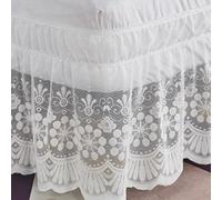 YYPZTWO Light Weight Bed Skirt with Stitch on White Dust Ruffle with Split Corners Durable Elegant Luxury Bedskirt King 15-inch Tailored Drop,White,Full/140 * 190cm
