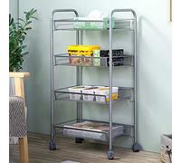 YYQ SHOP Kitchen Shelves Kitchen Cart Tier Mesh Utility Carts Bar Service Cart Steel Wire Basket Island Cart with Lockable Wheels for Office Home Kitchen or Outdoor,4 layers
