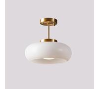 YYQBY Gold Ceiling Lights Glass Semi Flush Mount Ceiling Light Orange/White Ceiling Lamp with Dome Glass Shade Brass Vintage Mid Century Modern Ceiling Light Fixtures for Hallway Dining Room YYQBYY (