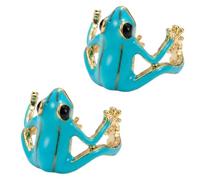 YYS Frog Rings Adjustable for Women Men - Cute Enamel Tree Frog Ring Set/Single, Green/Blue/Spotted Whimsical Animal Jewelry, Fun Quirky Gifts for Frog Lovers, Green*2, Alloy Steel, No Gemstone