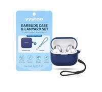 yystao Case for Anker AeroClip 2 Open-Ear Earbuds, Blue | Soft Silicone Case Cover with Lanyard, Shockproof Anti-Scratch Storage Pouch