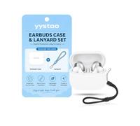 yystao Case for Anker AeroClip 2 Open-Ear Earbuds, White | Soft Silicone Case Cover with Lanyard, Shockproof Anti-Scratch Storage Pouch