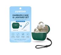 yystao Case for Sennheiser ACCENTUM Clip Earbuds, Soft Silicone Case Cover with Lanyard, Shockproof Anti-Scratch Storage Pouch, Green