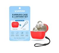 yystao Case for Sennheiser ACCENTUM Clip Earbuds, Soft Silicone Case Cover with Lanyard, Shockproof Anti-Scratch Storage Pouch, Red