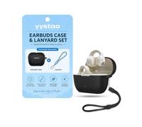 yystao Case for Sennheiser ACCENTUM Clip Earbuds, Soft Silicone Case Cover with Lanyard, Shockproof Anti-Scratch Storage Pouch, Black