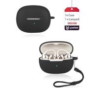 yystao Case for SHOKZ OpenDots 2 Earbuds, Soft Silicone Case Cover with Lanyard, Shockproof Anti-Scratch Storage Pouch, Black