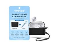 yystao Case for Soundcore Liberty Buds 2 Earbuds, Black | Soft Silicone Case Cover with Lanyard, Shockproof Anti-Scratch Storage Pouch