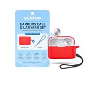 yystao Case for Soundcore Liberty Buds 2 Earbuds, Red | Soft Silicone Case Cover with Lanyard, Shockproof Anti-Scratch Storage Pouch