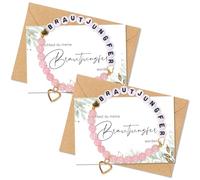 YYSWSAKY 2 Sets Bridesmaid Questions Gift - Bridesmaid Bracelet, Will You Be My Bridesmaid His Cards with Envelopes, Bridesmaid Gift for Girlfriend Wife