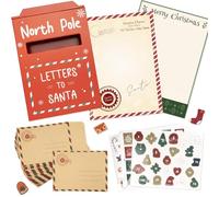 YYSWSAKY Secret Santa Post Set Christmas Includes Secret Santa Letterbox, 50 Letter Papers, 25 Envelopes and 3 Stickers with Numbers 1-24, Stamps and Motifs, Secret Santa Letters Christmas, Secret