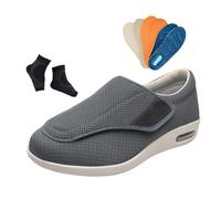 Yytcsjz Adjustable Diabetic Arthritis Edema Feet Slippers Shoes for Men, Elderly Cozy Extra Wide Surgery Recovery Edema House Orthopaedic, for Outdoor, Arthritis, Fasciitis, Swollen Feet(Grey,7.5 UK)