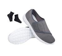 Yytcsjz Adjustable Diabetic Elderly Shoes, Wide Arthritis Edema Slippers Adjustable Swollen Feet Diabetic Shoes for Man, Orthopedic Extra Wide Surgery Recovery, for Swollen Feet Hammertoe(Grey,7 UK)