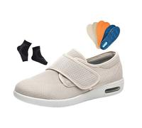 Yytcsjz Diabetic Orthopedic Shoes, Lightweight Walking Mesh Breathable Wide Adjustable Diabetic Shoes for Man, Casual Arthritis Non-slip Arthritis Edema(Light gray,7 UK)