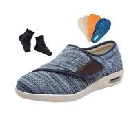 Yytcsjz Men's Adjustable Closure Breathable Non Slip Walking Diabetic Shoes, Fattening and Widening Arthritis Edema Closure Toe Swollen Feet Shoes(Blue,5.5 UK)