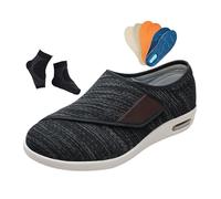 Yytcsjz Men's Adjustable Closure Breathable Non Slip Walking Diabetic Shoes, Fattening and Widening Arthritis Edema Closure Toe Swollen Feet Shoes(Dark gray,7.5 UK)