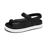 Yytcsjz Mens Summer Adjustable Open Toe Non- Slip Bunion Corrector Sandals, Leisure Clip-Toe Toe Corrector Flip Flops Breathable Beach Sandals, for Plantar Fasciitis, Arch Foot(Black and white,9 UK)